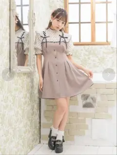 ROJITA ハートドットレースアップ半袖ワンピース