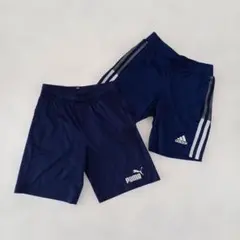 adidasとPUMA ネイビー ハーフパンツ　サッカー　130㎝