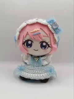 10cm～15cmぬいぐるみ用ぬい服ワンピース・ヘッドドレスセット 水色