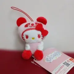 ハローキティ ぬいぐるみ ストラップ付き　むにゃすや　約10cm