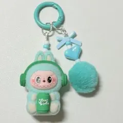 ラブブ　キーホルダー　ヘッドホン　緑水色　labubu