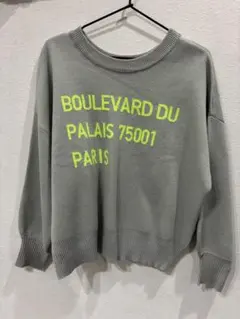 グレー ボールドプリント ニットセーター