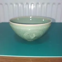 青磁 鶴文 茶碗 抹茶碗 茶道具 峰鶴