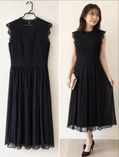 お値下げ　美品　ROSE BUD ローズバッド ワンピース ブラック 素材切替のサムネイル