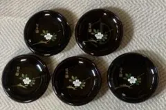 松月 漆塗り 銘々皿 5客セット 菓子皿　未使用品