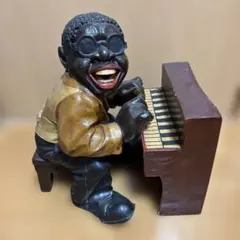 アンティーク ピアノ弾き 置物 人26×26高さ38、ピアノ34×19高さ25 
