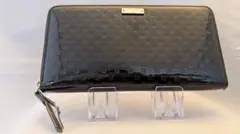 kate spade ケイトスペード エナメル ブラック ラウンドファスナー