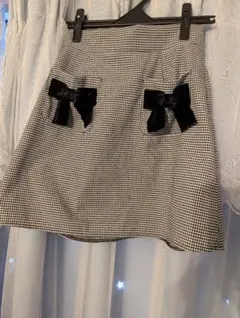 チェック柄スカート 黒リボン付き　evelyn　量産型　ガーリー