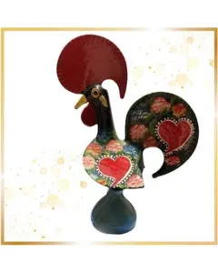 幸運を呼ぶ雄鶏 ガロ ポルトガル製 置物 インテリア雑貨 美品 ハート柄 開運