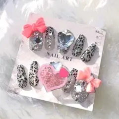 週末限定セール！激可愛ギャルネイル　キッズネイル　レオパ柄　ロングネイル