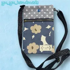 青い花柄スマホショルダーバッグ
