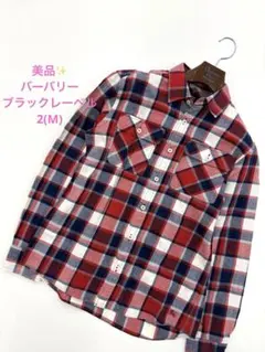 美品✨️バーバリーブラックレーベル 長袖 ネルシャツ チェック ホースロゴ刺繍 M