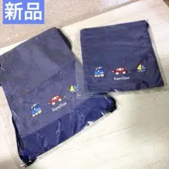 【新品】ファミリア　familiar ネイビー 巾着　体操着袋 ナップザック
