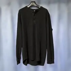 UNIQLO ユニクロ　ワッフルヘンリーネック 長袖 ブラック メンズ　XL