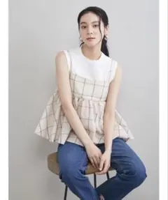 キャミソール チェックペプラムキャミ×タンクＳＥＴ　Mila Owen