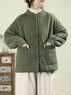 スタンドカラー チャイナボタン 合綿 ジャケット 暖かい アウターシンプル