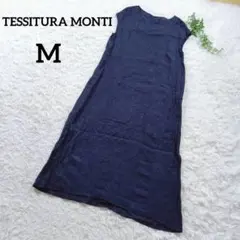 テッシトゥーラ　デニム風ワンピース　M　紺　麻100%　ノースリーブ　139