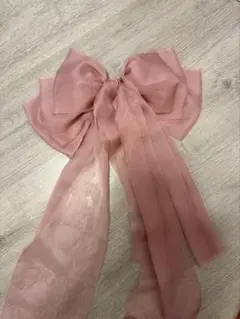 シフォンリボンヘアアクセサリー ピンクバレッタ