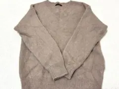 アンゴラ混 ベージュ Vネックニット