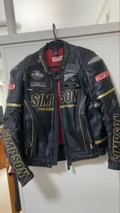 SIMPSON 牛革 立ち襟 ライダースジャケット ライナー付 ブラック M SIMPSON 牛革 立ち襟 ライダースジャケット ライナー付 ブラック
