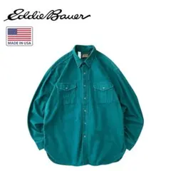【美品】EddieBauer USA製 80s~ シャモアクロス シャツ 長袖