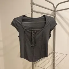 SHEIN/韓国/y2k/グランジ/クロップシャツ/M