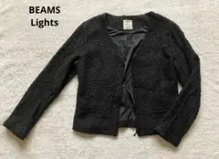 BEAMS Lights ノーカラージャケット ラメ ショート丈 ブラックのサムネイル