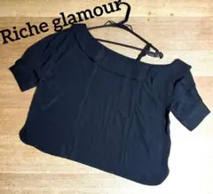 ⭐在庫大処分セール⭐Riche glamourオフショルダー半袖トップス　黒Ｍ
