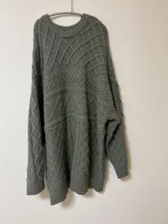 グリーン ケーブルニットセーター selectmoca