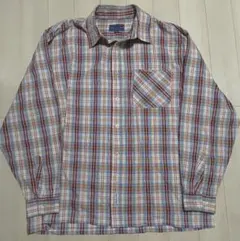 PHAT FARM ビッグシルエット ロゴ 長袖 チェックシャツ 青 3XL