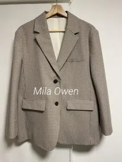 Mila Owen チェック柄 テーラードジャケット ベージュ系