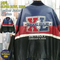 NFL　レザージャケット　スーパーボウル2006　両面ロゴ　刺繍ロゴ　ゆるだぼのサムネイル