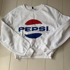 PEPSI ロゴ入り ホワイト スウェット ショート丈