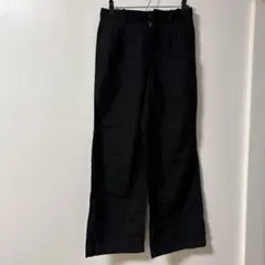 リネンブレンドタックワイドパンツ　S ブラック　ユニクロ