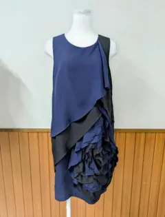 Diagram　ネイビー×ブラック ノースリーブフリル ドレス　U0317