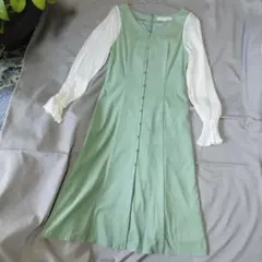 【美品】マーキュリーデュオ 春色ミントグリーン マーメイドワンピース スエード調