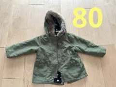 ベビー　カーキ　アウター フリース　リボン　80cm ジャンパー　女の子