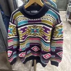 Contemporary 多色幾何学模様ニットセーター