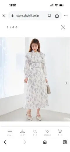 マジェスティックレゴン　レースアップ花柄ワンピース