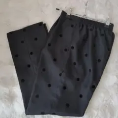 ドット 水玉 タックパンツ Ｌ テーパードパンツ スラックス パンツ 黒