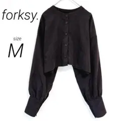 美品✨フォルクシー（M）クロップド長袖トップス バルーンスリーブ 黒 ブラックのサムネイル