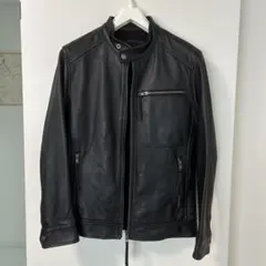 本革 シングルライダースジャケット ブラック