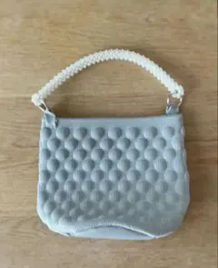 グレー　パール持ち手　バッグ　新品未使用　ミニバッグ　アクセサリーバッグ