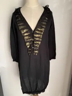 BALMAIN ニットチュニック　ゴールドxブラックフリルのサムネイル