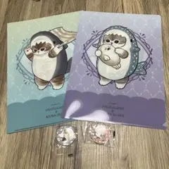 こ*ん様 モフサンド　くら寿司　キャンペーン　クリアファイル2種類＋缶バッジ2種