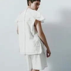 【新品未使用】　ZARA コントラストエンブロイダリー トップス