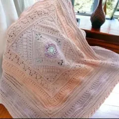 かぎ針編み ピンクラベンダーブランケット