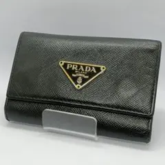 PRADA キーケース 6連 ブラック 三角ロゴ - メルカリ