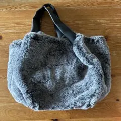 グレー ファー ハンドバッグ 取り外し可能ストラップ