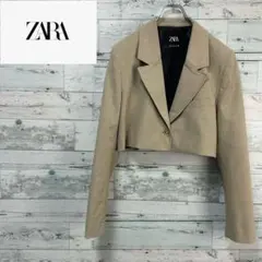 ☆美品☆ザラ　ZARA シングルテーラードジャケット　ショート丈　ベージュ　L
